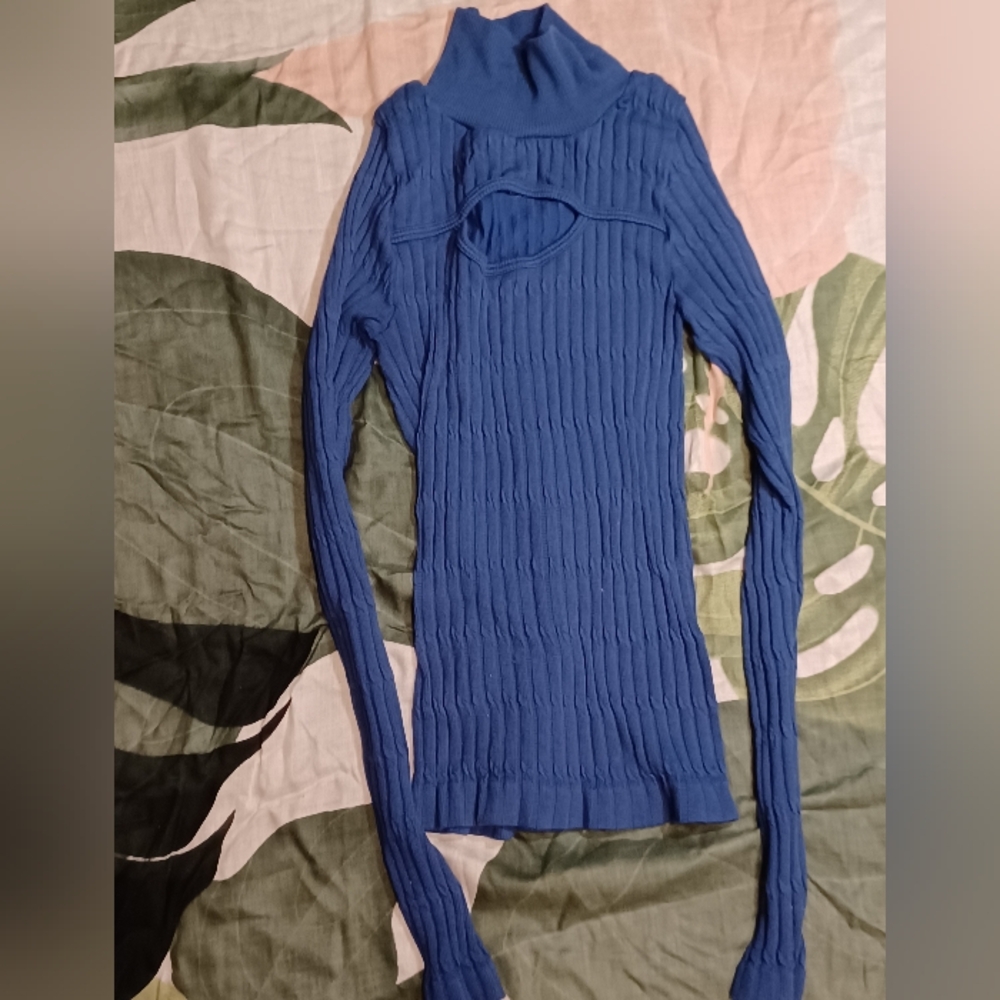 Hollister Blue Ribbed Polo Bodysuit